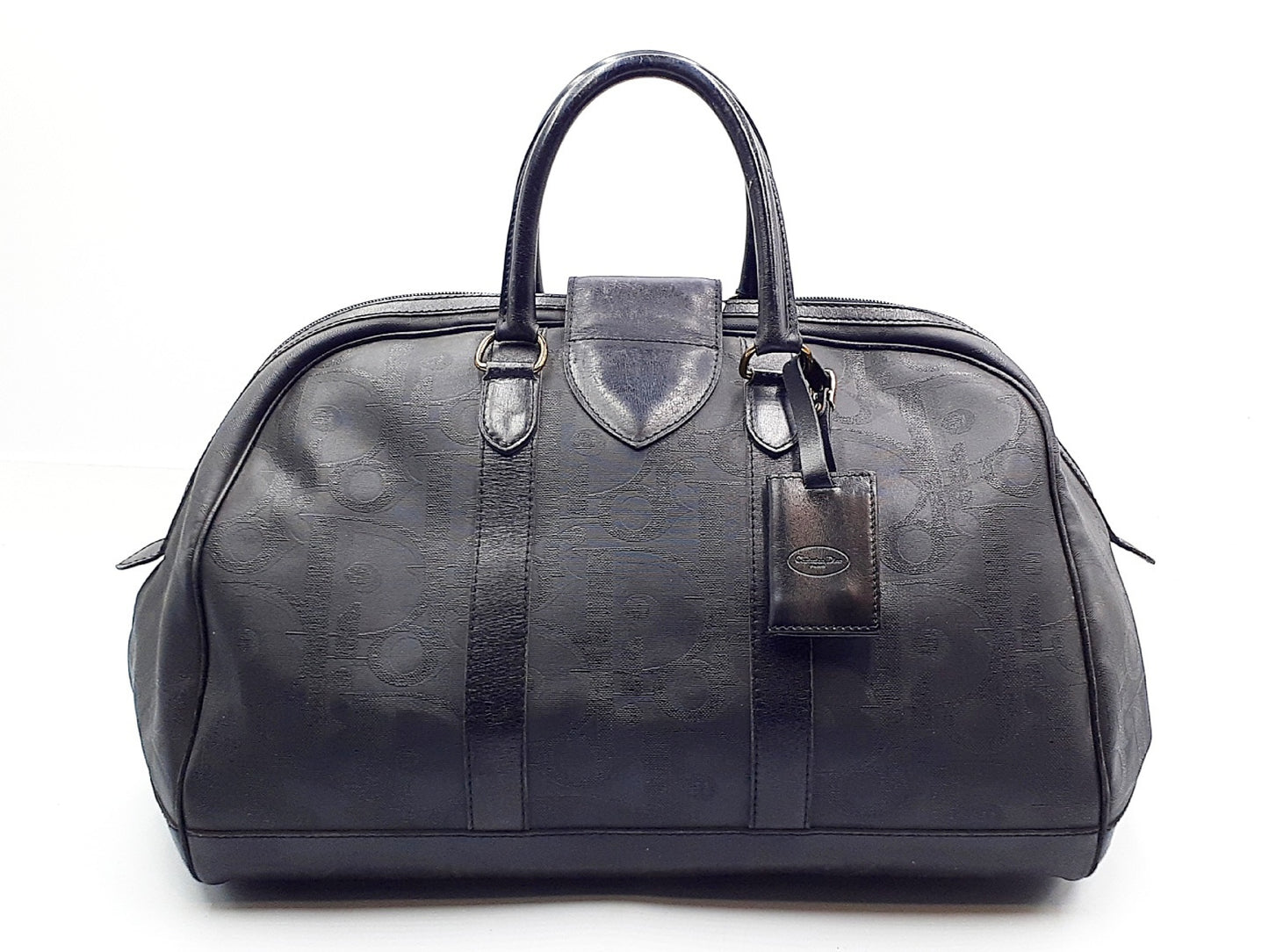 Dior Trotter Leather Boston Bag with Gold Hardware and Black Leather