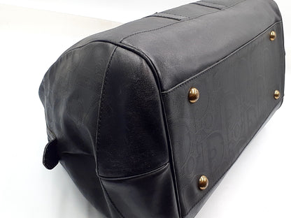 Dior Trotter Leather Boston Bag with Gold Hardware and Black Leather