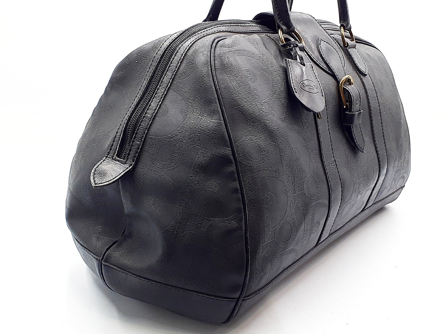 Dior Trotter Leather Boston Bag with Gold Hardware and Black Leather