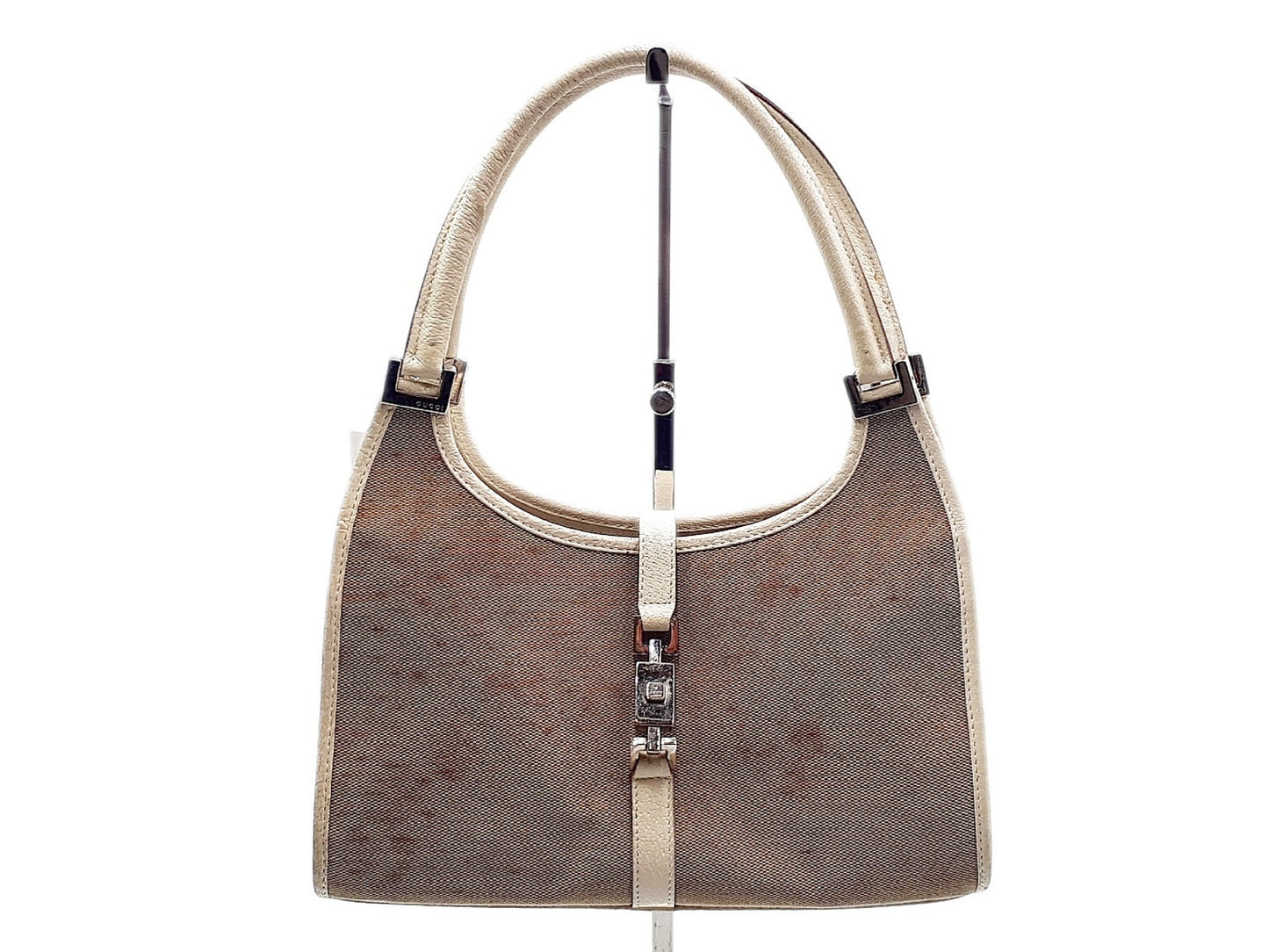 GUCCI Jackie Leather Handbag with Silver Hardware 002.1068