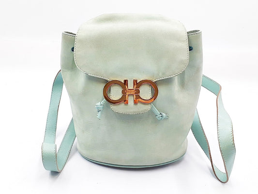 Salvatore Ferragamo Gancini Leather Backpack with Gold Hardware