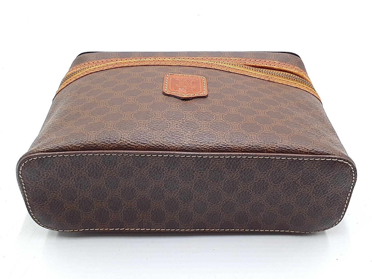 CELINE Macadam Pattern Gold Hardware Leather Vanity Bag