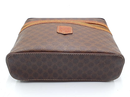 CELINE Macadam Pattern Gold Hardware Leather Vanity Bag