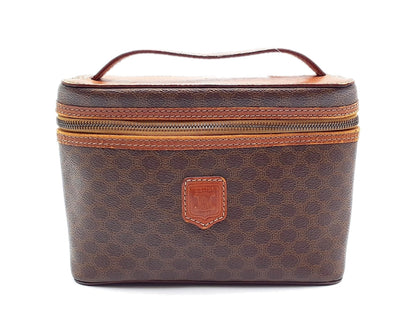 CELINE Macadam Pattern Gold Hardware Leather Vanity Bag