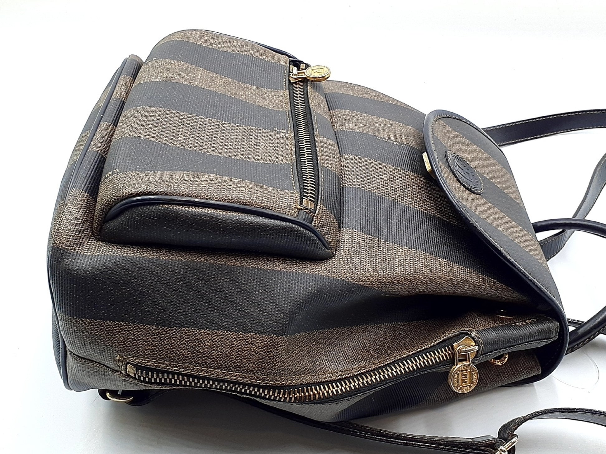 FENDI Pecan Pattern Gold Hardware Leather Backpack