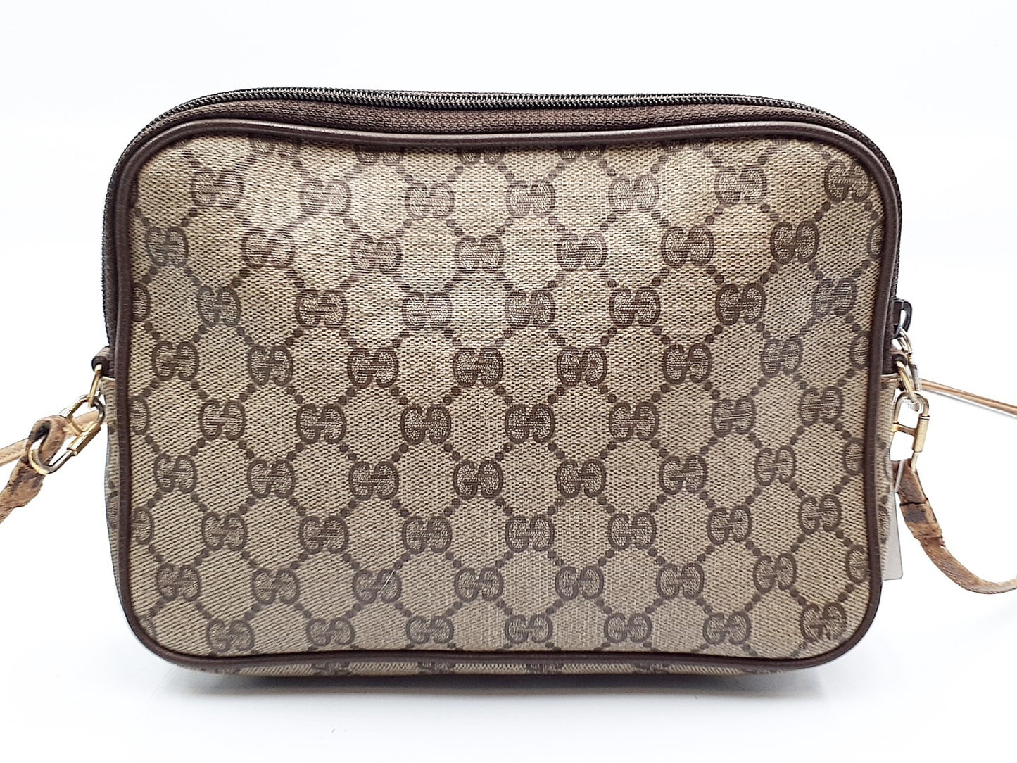 GUCCI GG Supreme Gold Hardware Leather Shoulder Bag