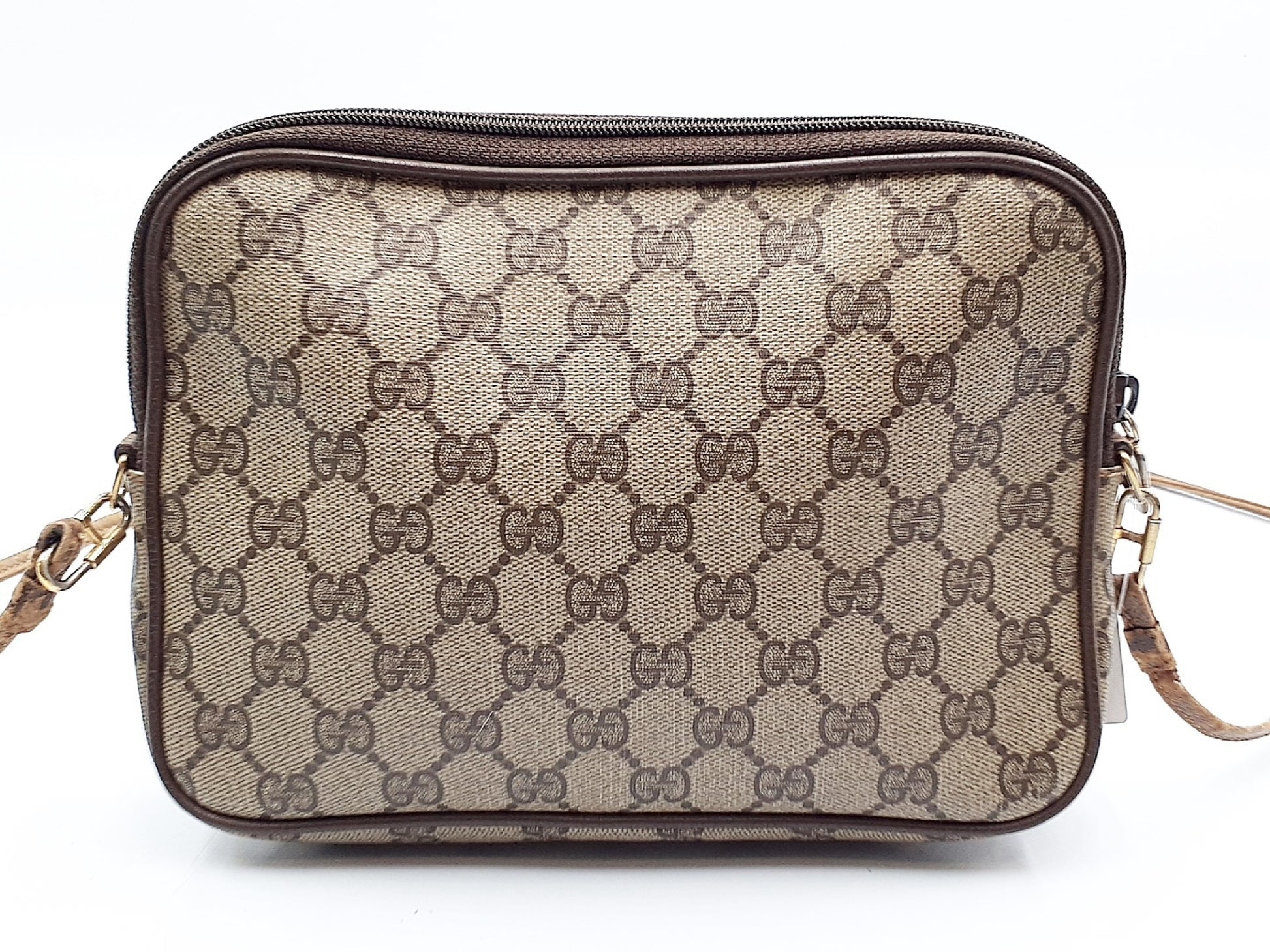 GUCCI GG Supreme Gold Hardware Leather Shoulder Bag