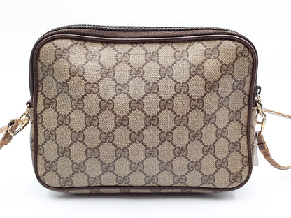 GUCCI GG Supreme Gold Hardware Leather Shoulder Bag