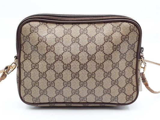 GUCCI GG Supreme Gold Hardware Leather Shoulder Bag