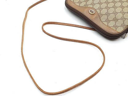 GUCCI GG Supreme Gold Hardware Leather Shoulder Bag