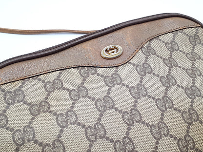 GUCCI GG Supreme Gold Hardware Leather Shoulder Bag