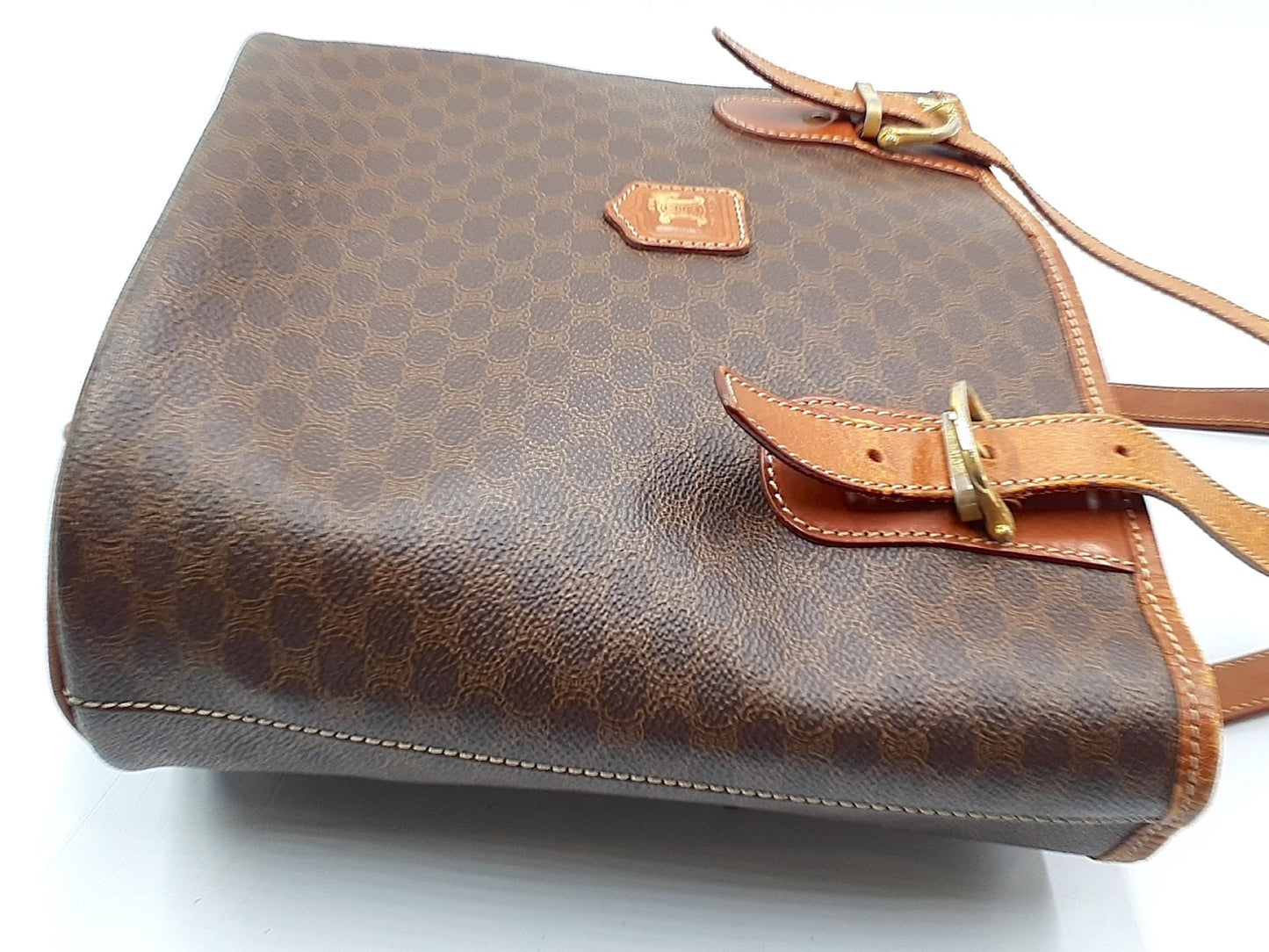 CELINE Macadam Bucket Tote with Gold Hardware and Leather