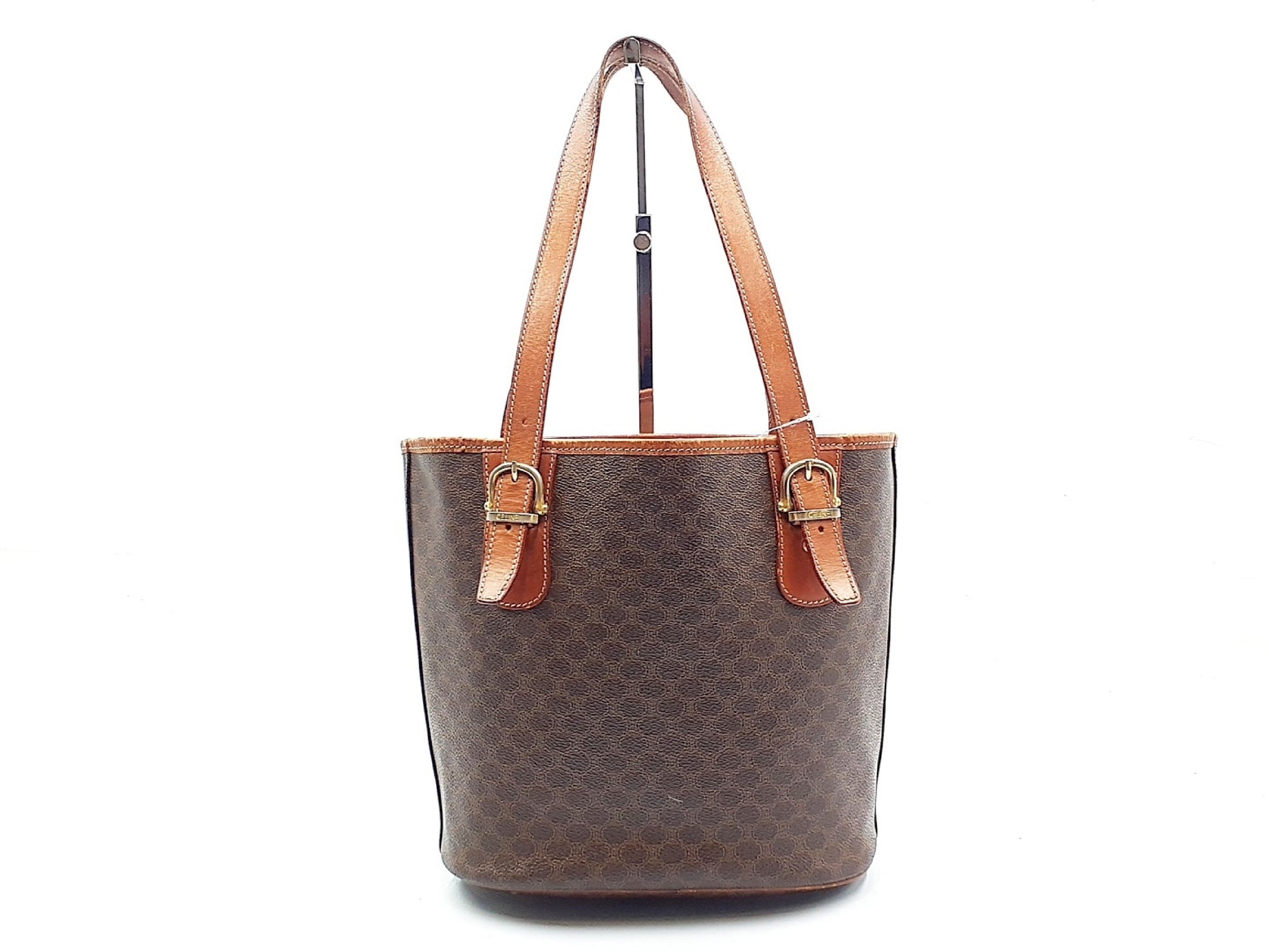 CELINE Macadam Bucket Tote with Gold Hardware and Leather