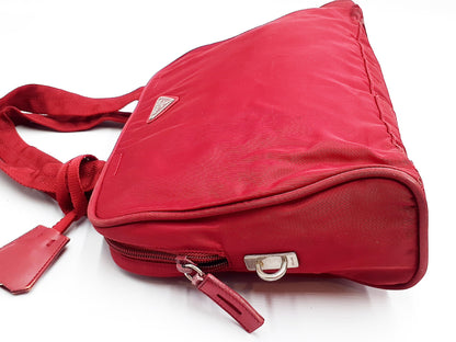 PRADA 3-piece nylon tote bag with triangular plate