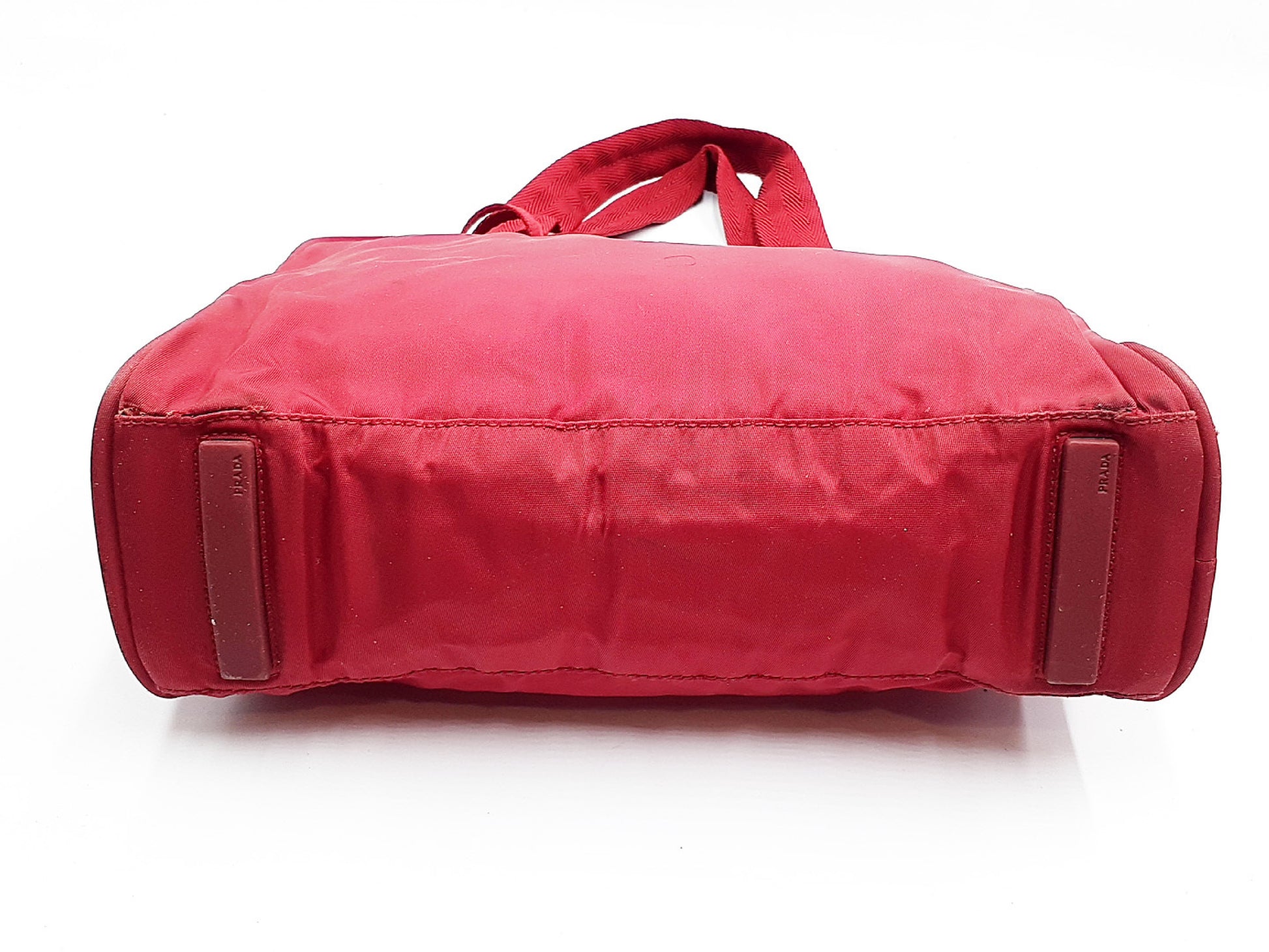 PRADA 3-piece nylon tote bag with triangular plate