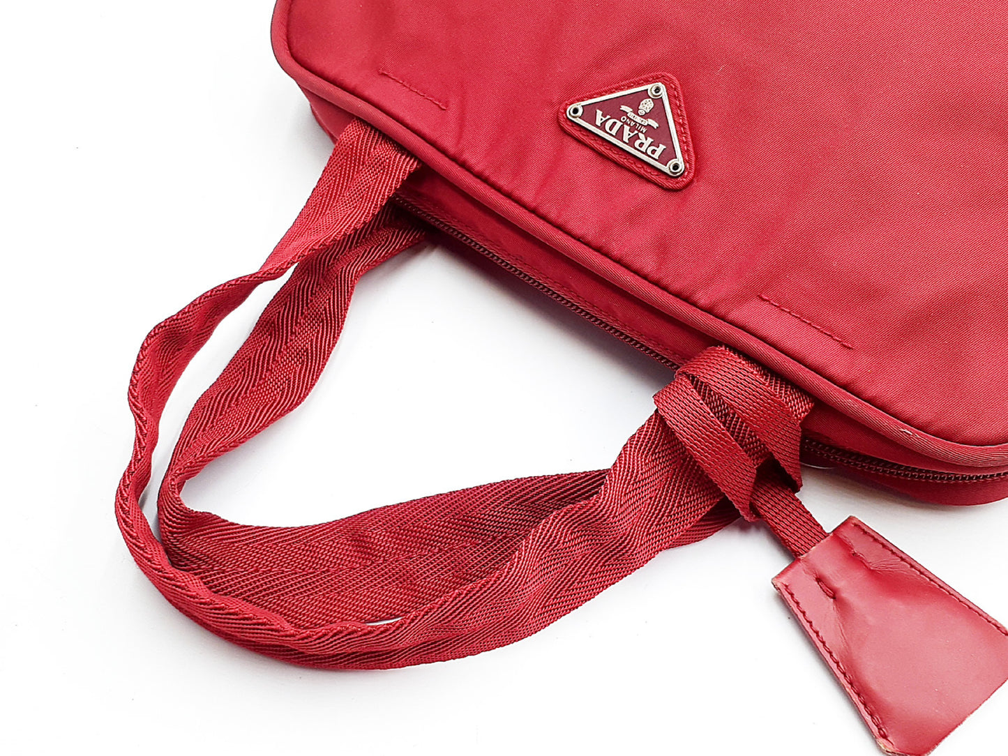 PRADA 3-piece nylon tote bag with triangular plate