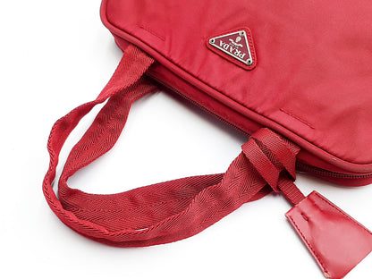 PRADA 3-piece nylon tote bag with triangular plate