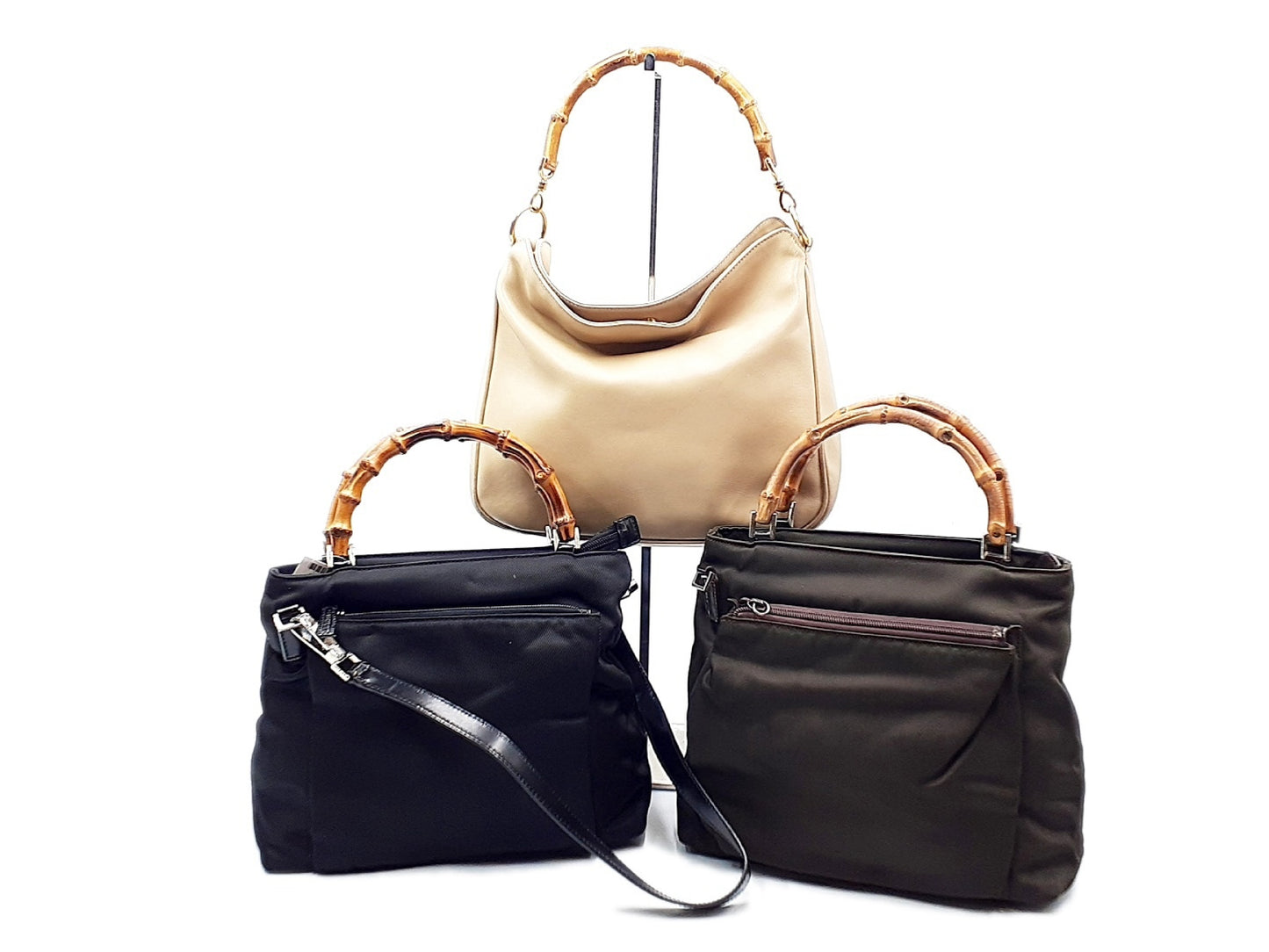 GUCCI 3-piece set: Bamboo 2-way shoulder bag, leather bag, and handbag