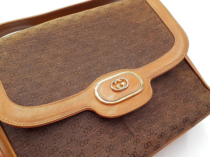 GUCCI 4-Piece Set GG Supreme Sherry Line Gold Hardware Vintage Leather Shoulder Bag