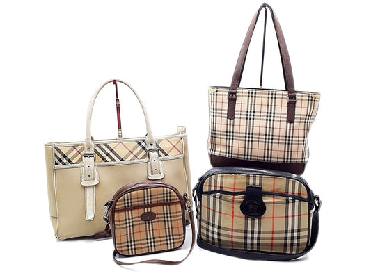 BURBERRY Nova Check Leather Bag 4-Piece Shoulder Bag Set