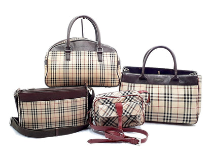 BURBERRY Nova Check Leather Bag 4-Piece Set Bag