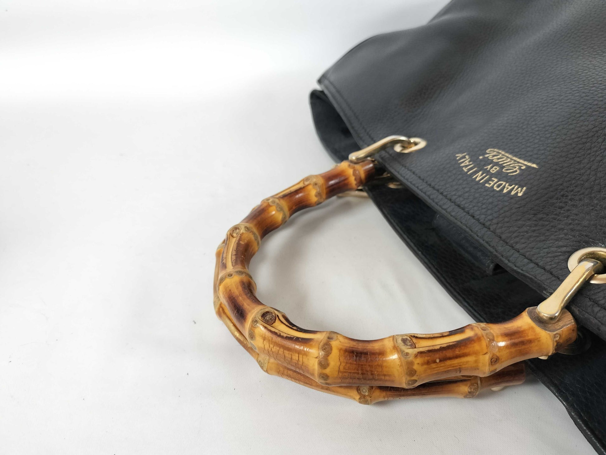 GUCCI Bamboo Swing Leather Tote Bag Handbag