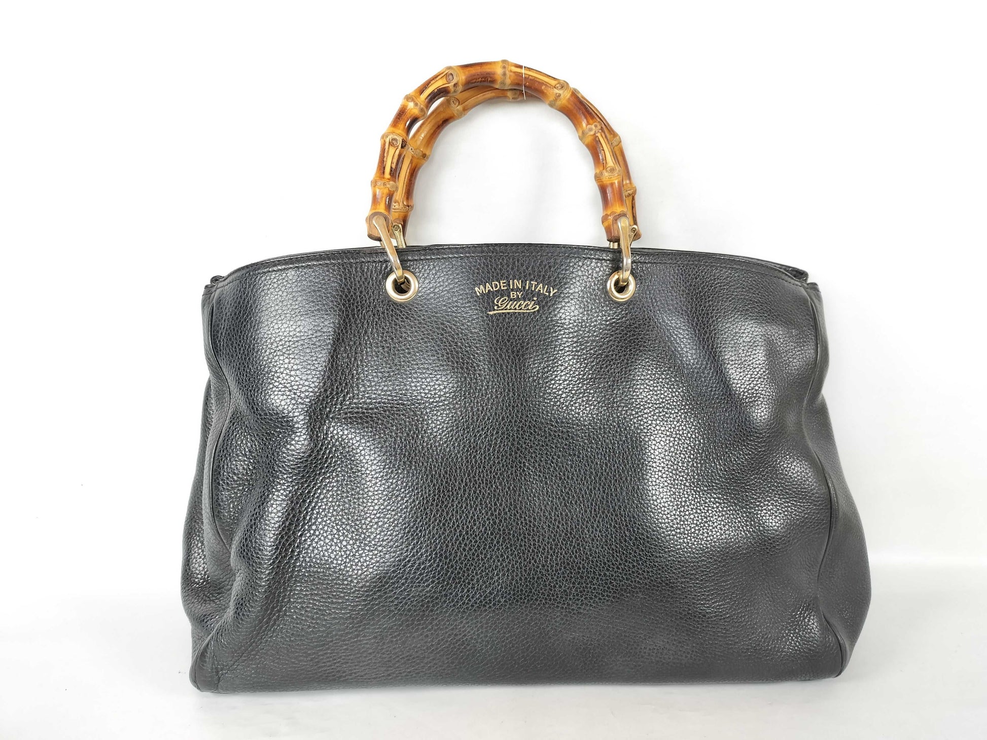 GUCCI Bamboo Swing Leather Tote Bag Handbag