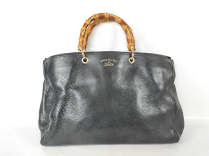 GUCCI Bamboo Swing Leather Tote Bag Handbag