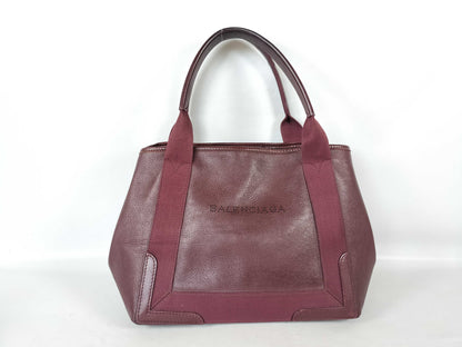 BALENCIAGA Navy Cabas Leather Tote Bag with Pouch
