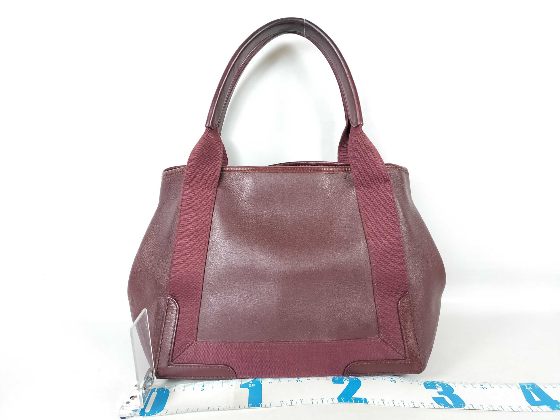 BALENCIAGA Navy Cabas Leather Tote Bag with Pouch