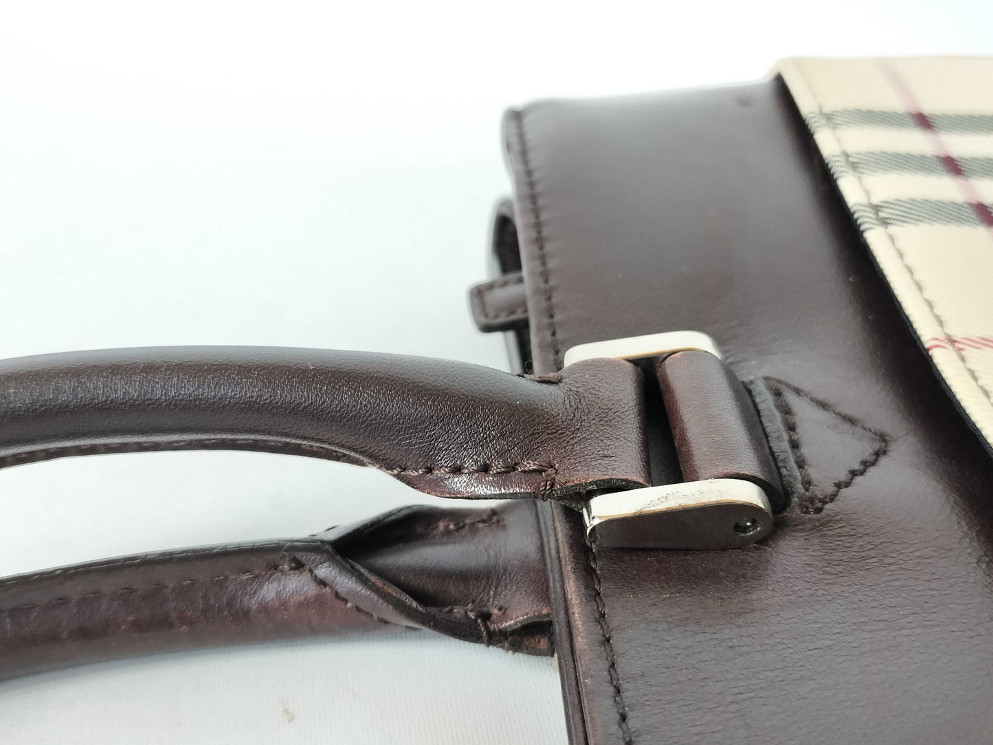 BURBERRY Nova Check Leather Tote Bag