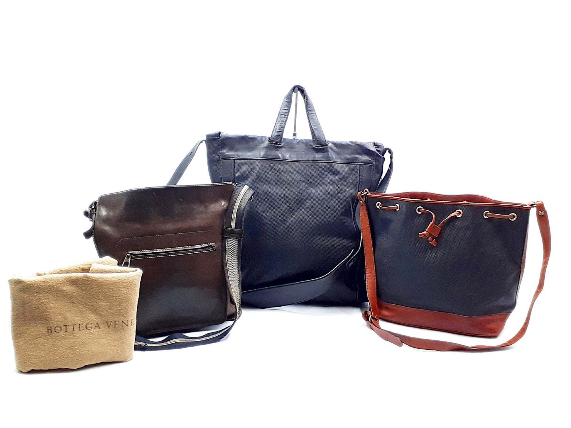 BOTTEGA VENETA 3-Piece Set: 2-Way Leather Tote, Leather Shoulder Bag, Marco Polo Drawstring Shoulder Bag