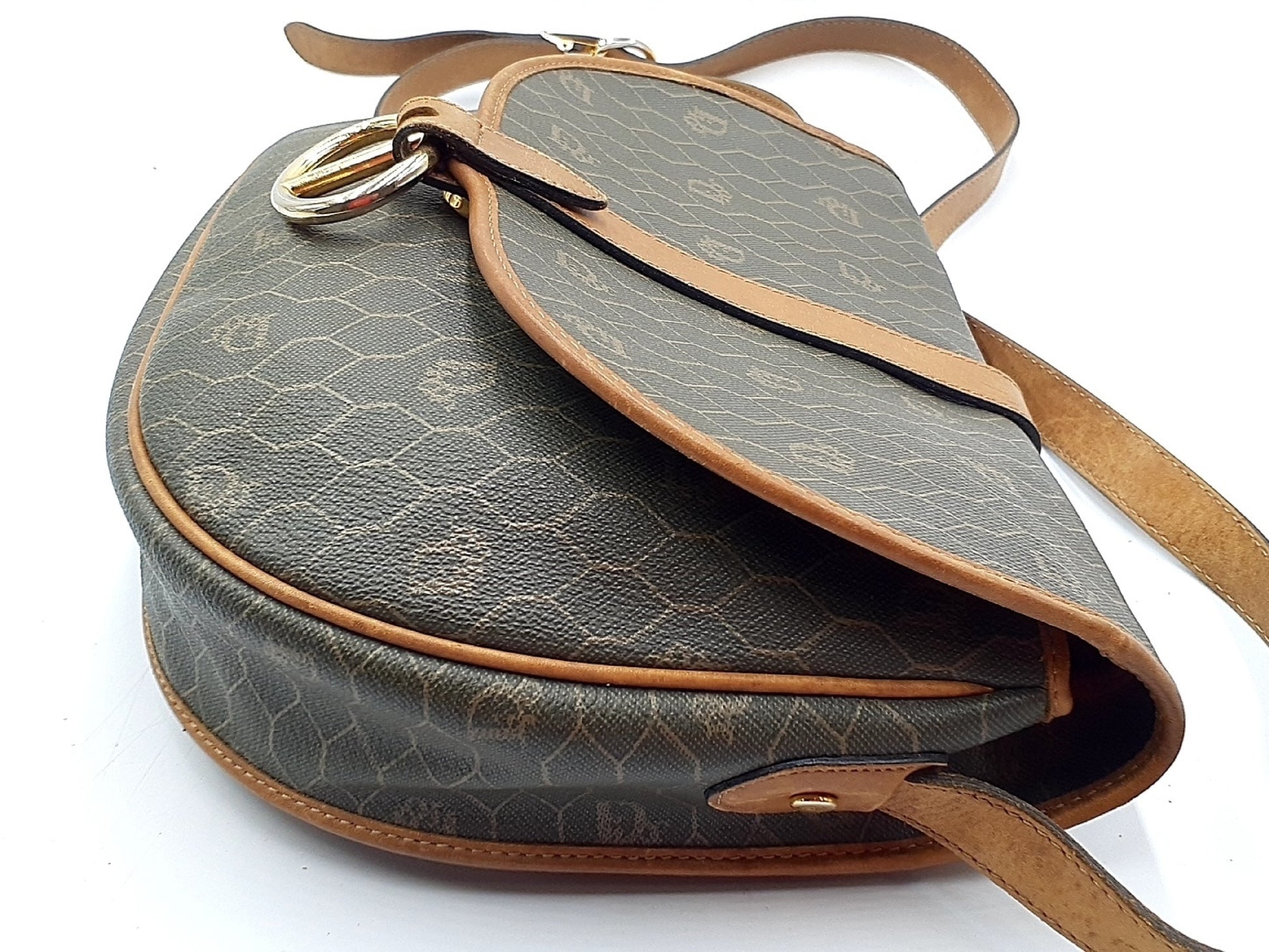 Dior 2-Piece Honeycomb Leather Shoulder Bag with Gold Hardware and Black Leather Shoulder Bag