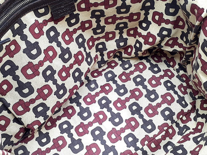 GUCCI 4-piece set: GG canvas, Sherry line, wood handle, leather tote, leather shoulder bag