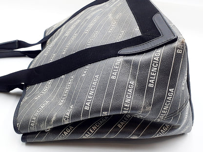 BALENCIAGA Logo Navy Cabas M 581292 Tote Bag