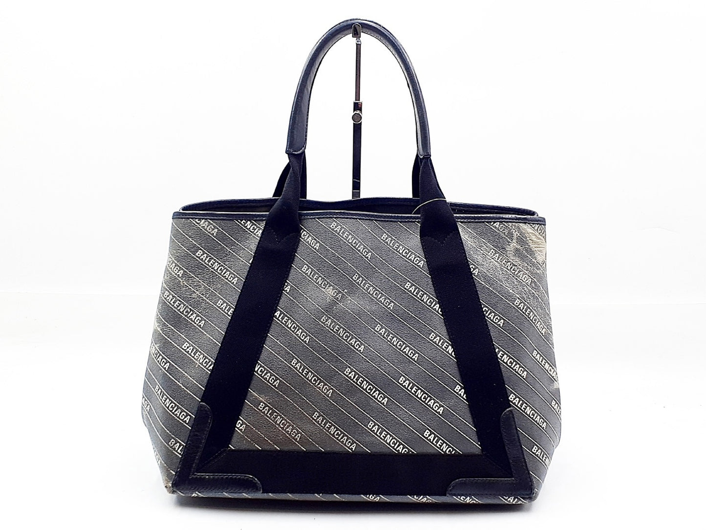 BALENCIAGA Logo Navy Cabas M 581292 Tote Bag