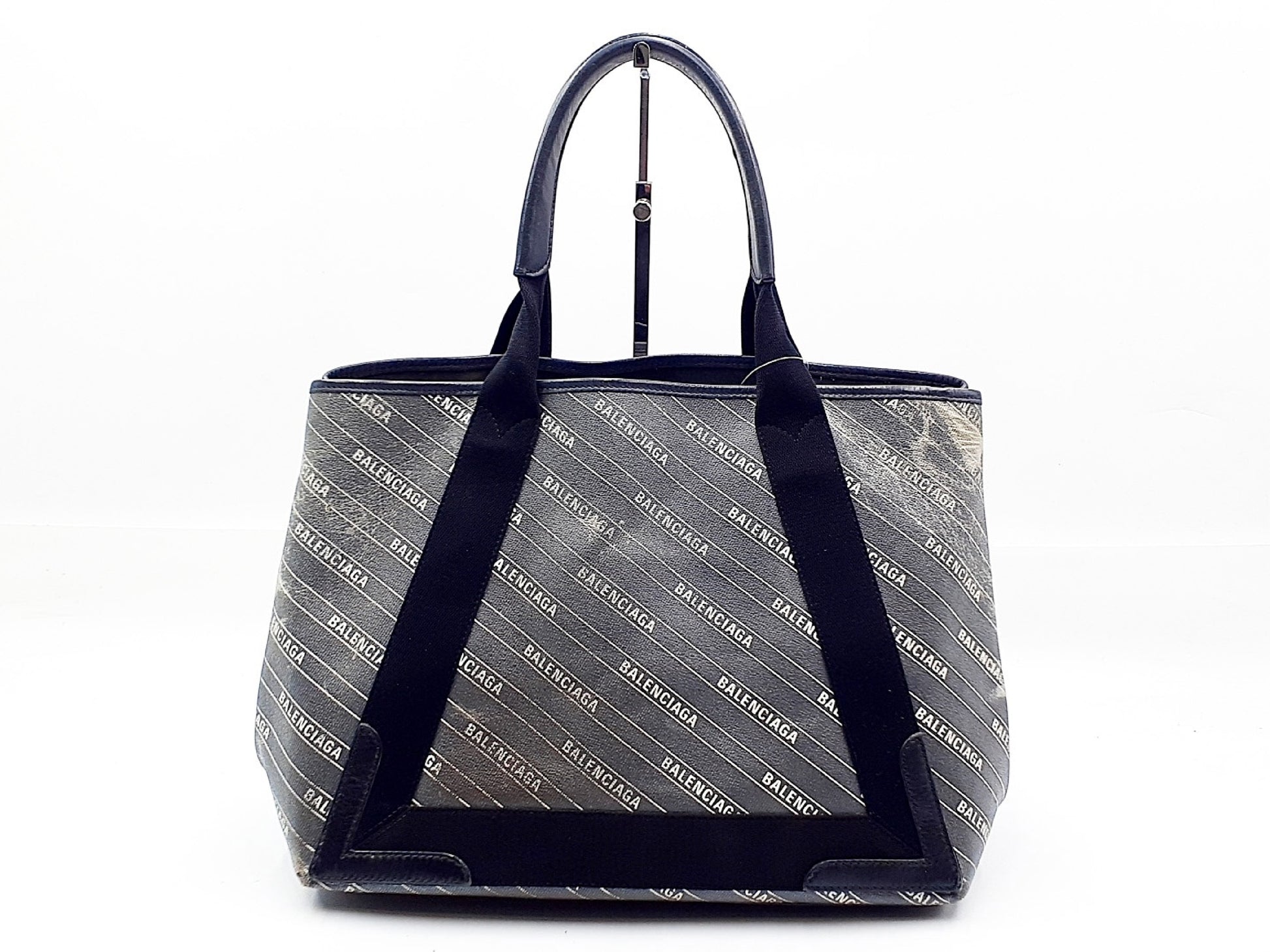 BALENCIAGA Logo Navy Cabas M 581292 Tote Bag