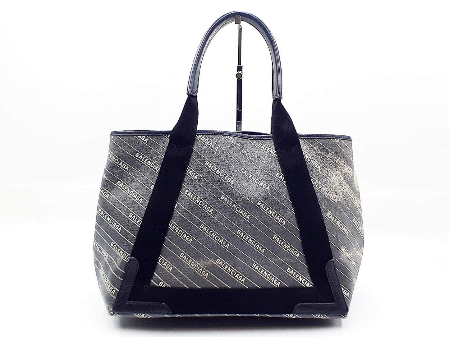 BALENCIAGA Logo Navy Cabas M 581292 Tote Bag