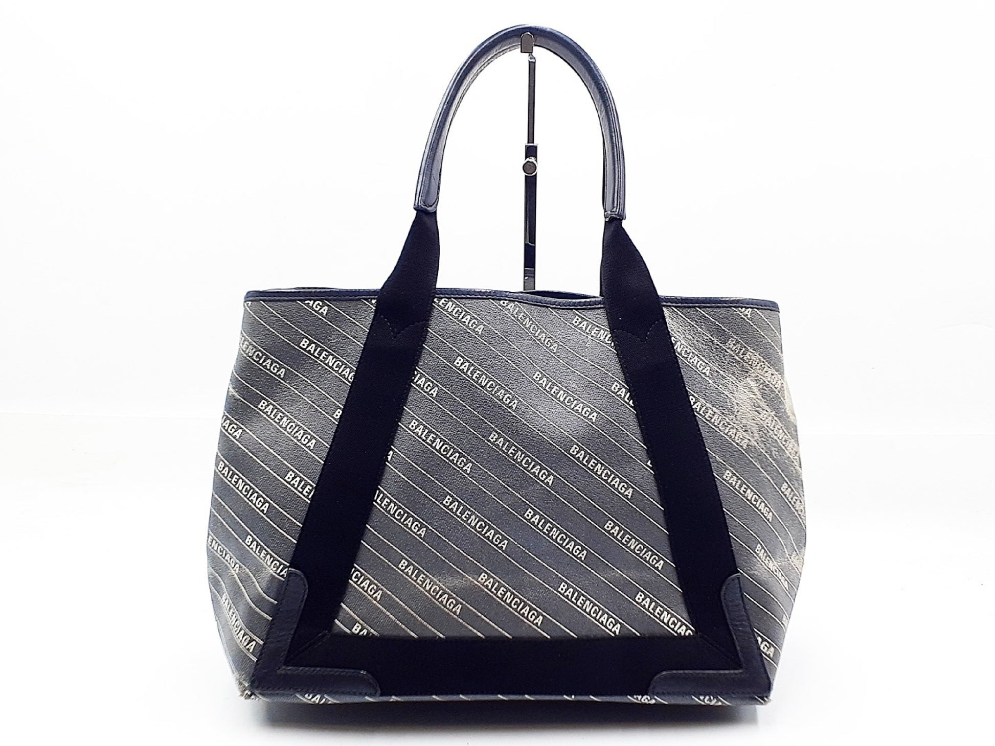 BALENCIAGA Logo Navy Cabas M 581292 Tote Bag