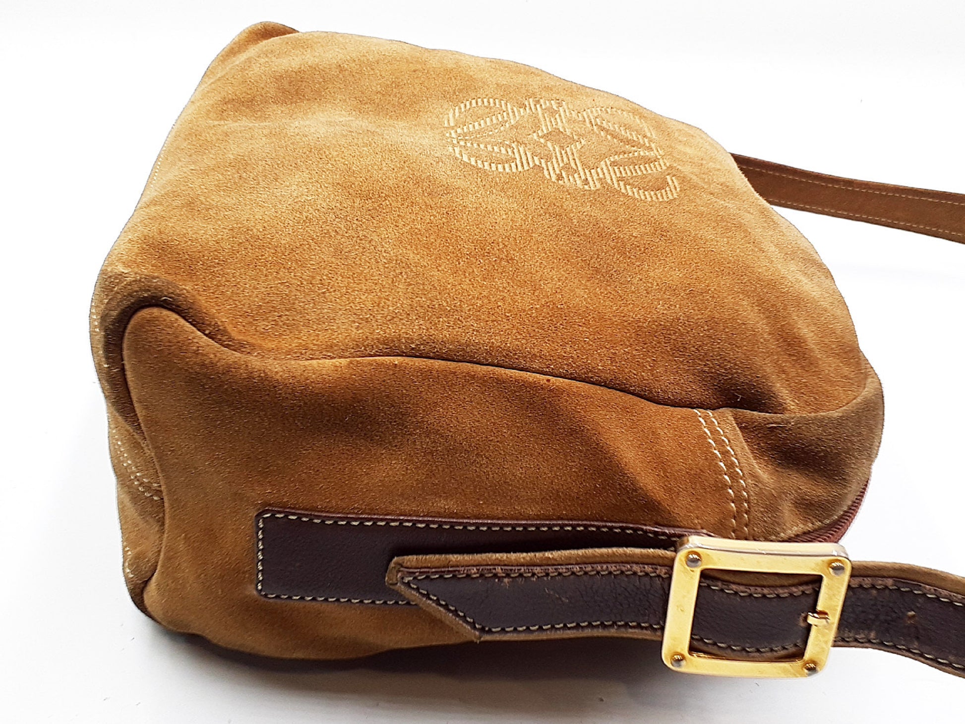 LOEWE Anagram Gold Hardware Leather Shoulder Bag