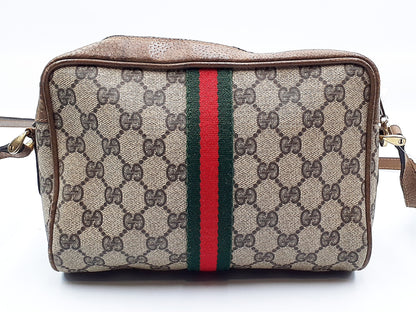 GUCCI GG Supreme Sherry Line Gold Hardware Leather Shoulder Bag