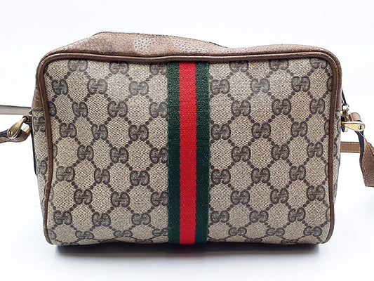 GUCCI GG Supreme Sherry Line Gold Hardware Leather Shoulder Bag