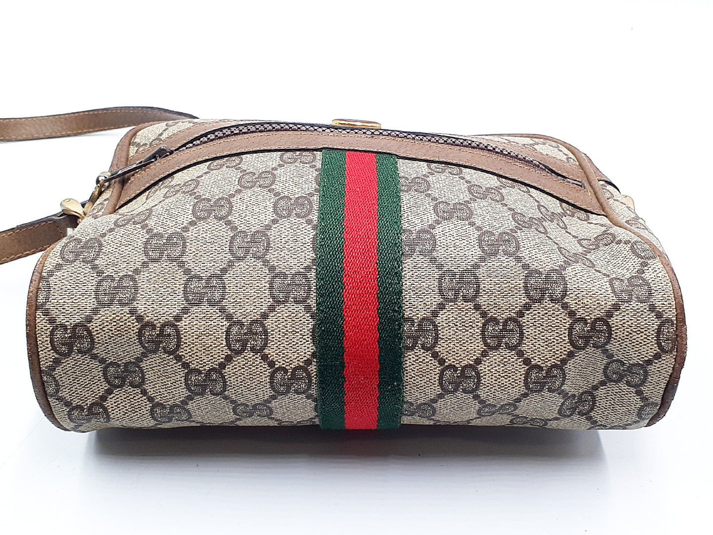 GUCCI GG Supreme Sherry Line Gold Hardware Leather Shoulder Bag