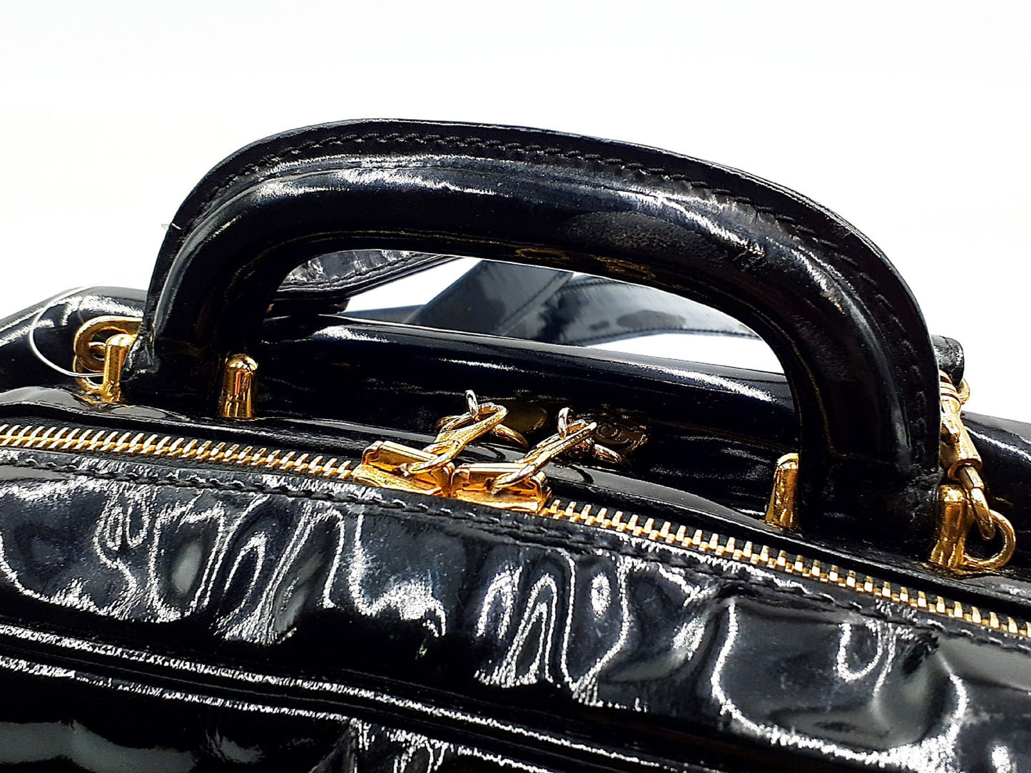 CHANEL 2-way handbag with strap, CC Coco Mark, patent leather, No. 4 series