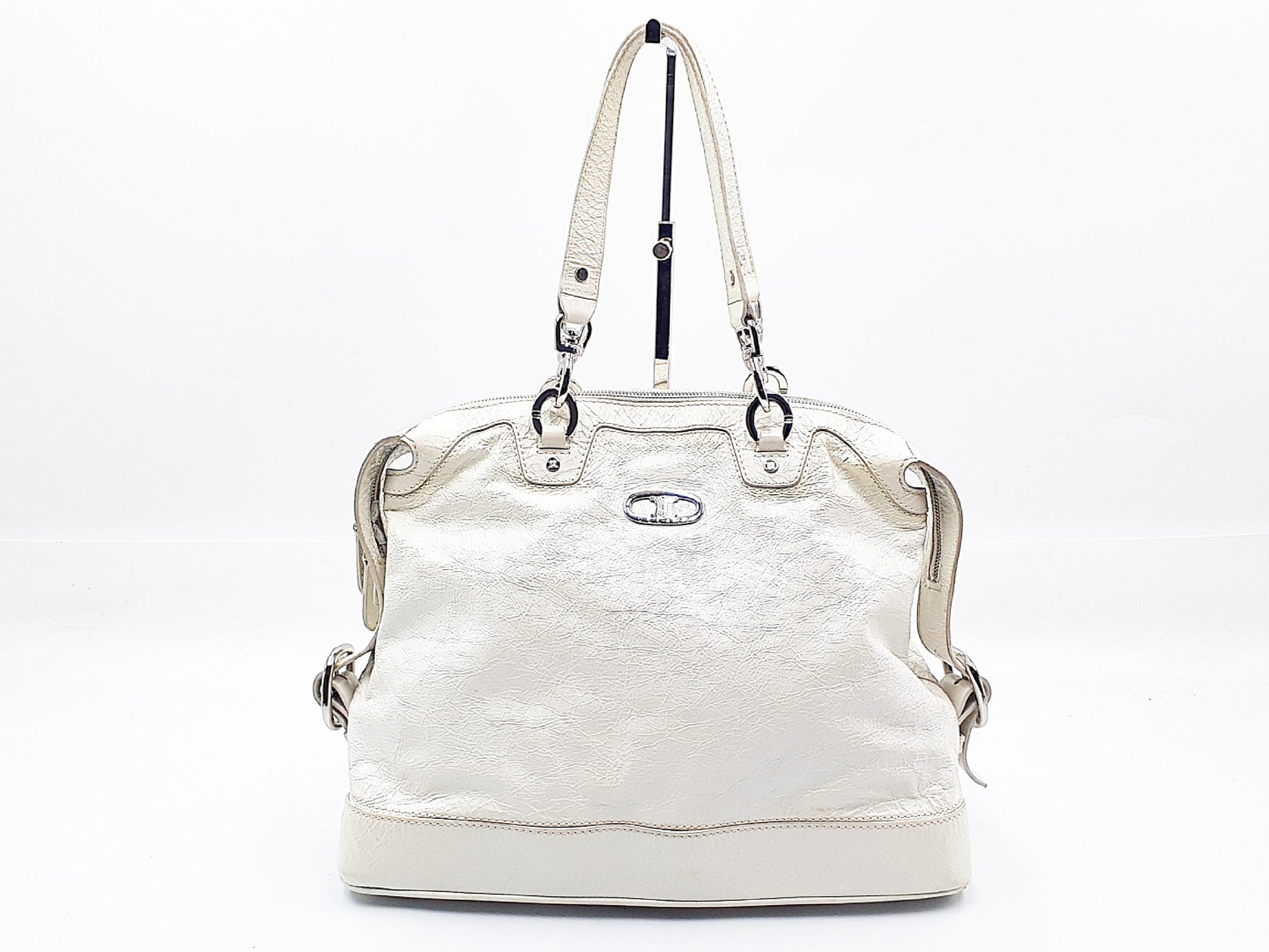 CELINE Chain Hand Triomphe White Handbag