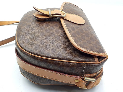 CELINE Macadam Pattern Gold Hardware Vintage Leather Shoulder Bag