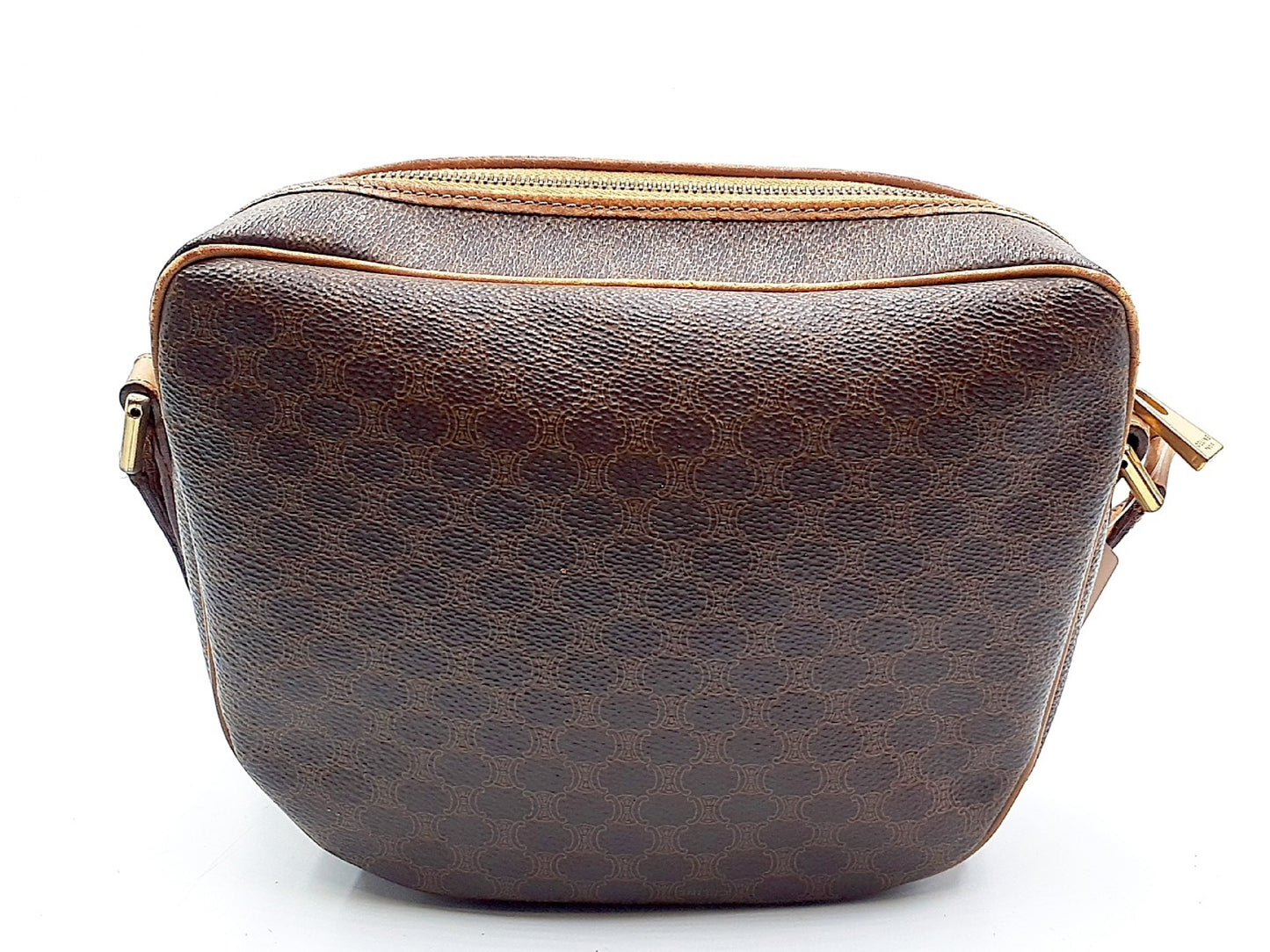 CELINE Macadam Pattern Gold Hardware Vintage Leather Shoulder Bag