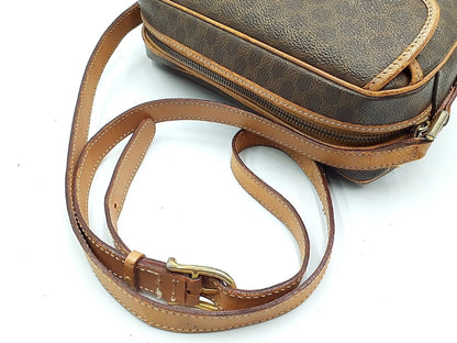 CELINE Macadam Pattern Gold Hardware Vintage Leather Shoulder Bag