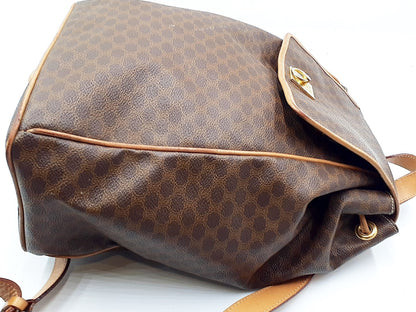 CELINE Macadam Pattern Gold Hardware Leather Backpack