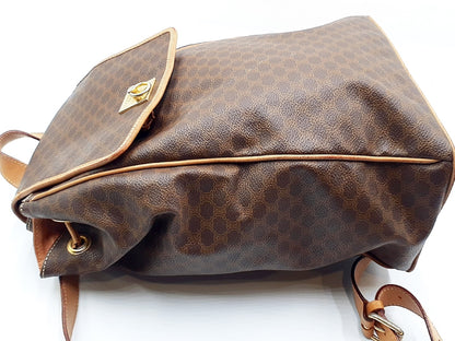 CELINE Macadam Pattern Gold Hardware Leather Backpack